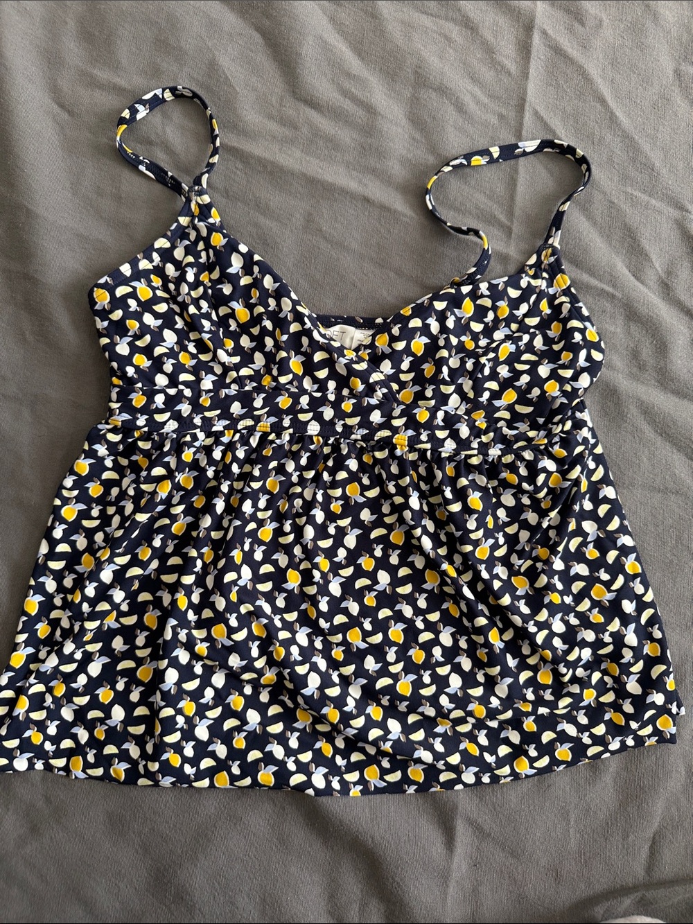 LOFT Navy Lemon Print Tankini Top